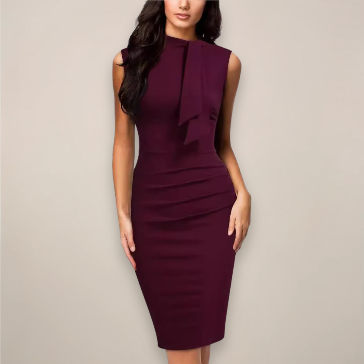 Theresa | Damen Ärmelloses Sheath-Midikleid Klassisch