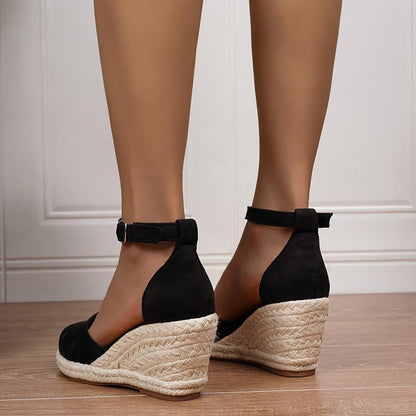 Bettina | Damen Freizeit-Sandalen mit Knöchelriemen und Keilabsatz