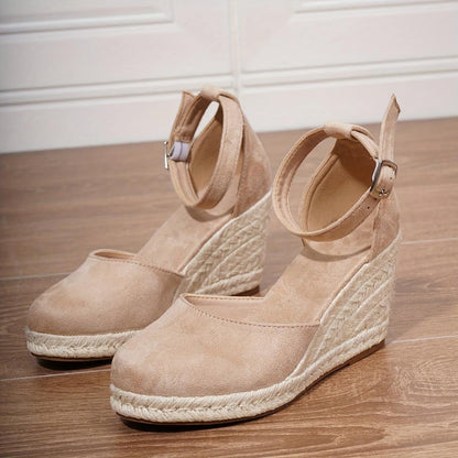 Bettina | Damen Freizeit-Sandalen mit Knöchelriemen und Keilabsatz