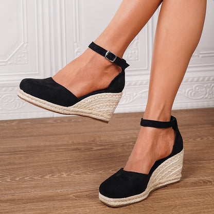 Bettina | Damen Freizeit-Sandalen mit Knöchelriemen und Keilabsatz
