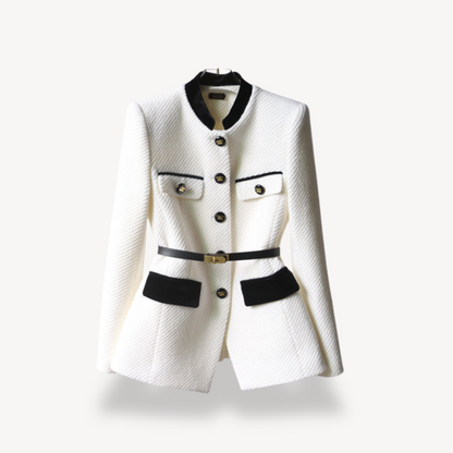 Daniela | Damen Maßgeschneiderter Blazer mit Gürtel und Knopfverschluss