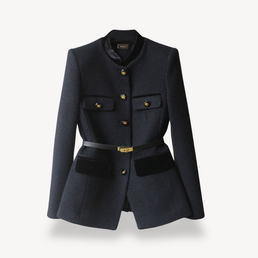 Daniela | Damen Maßgeschneiderter Blazer mit Gürtel und Knopfverschluss