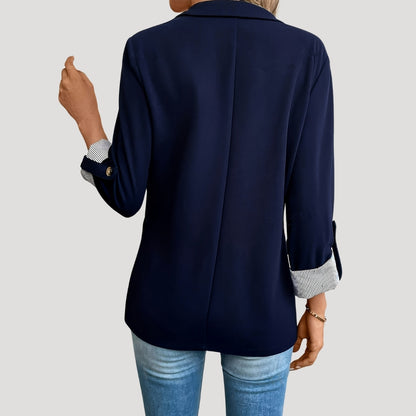 Stefanie | Damen Maßgeschneiderter Einreihiger Blazer mit Hochgekrempelten Ärmeln