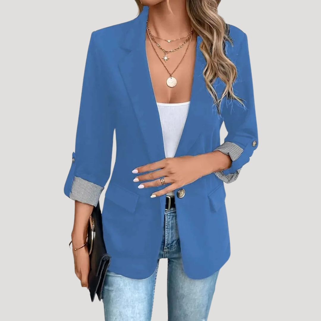 Stefanie | Damen Maßgeschneiderter Einreihiger Blazer mit Hochgekrempelten Ärmeln