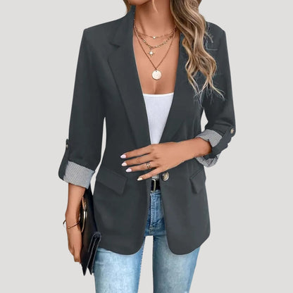 Stefanie | Damen Maßgeschneiderter Einreihiger Blazer mit Hochgekrempelten Ärmeln