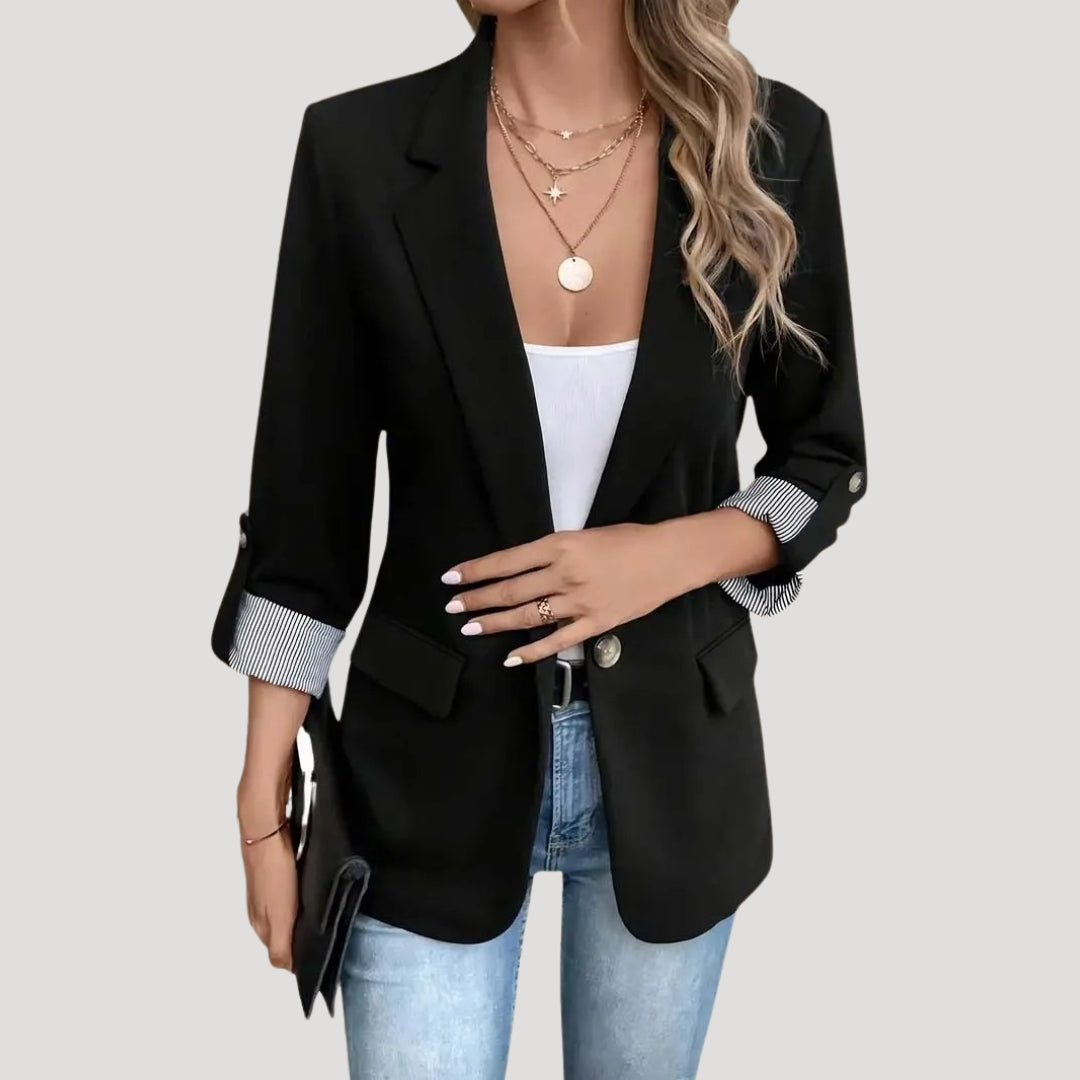 Stefanie | Damen Maßgeschneiderter Einreihiger Blazer mit Hochgekrempelten Ärmeln