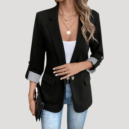 Stefanie | Damen Maßgeschneiderter Einreihiger Blazer mit Hochgekrempelten Ärmeln