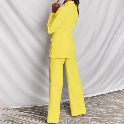 Daniela | Damen Hosenanzug mit Longline-Blazer und Weitem Bein, Strukturiert