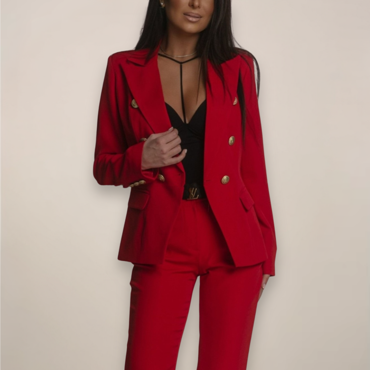 Stefanie | Damen Strukturierte Blazerhose Zweiteiliges Set