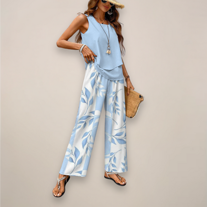 Tanja | Damen Ärmelloses Top mit Weiten Hosen Set