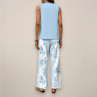 Tanja | Damen Ärmelloses Top mit Weiten Hosen Set