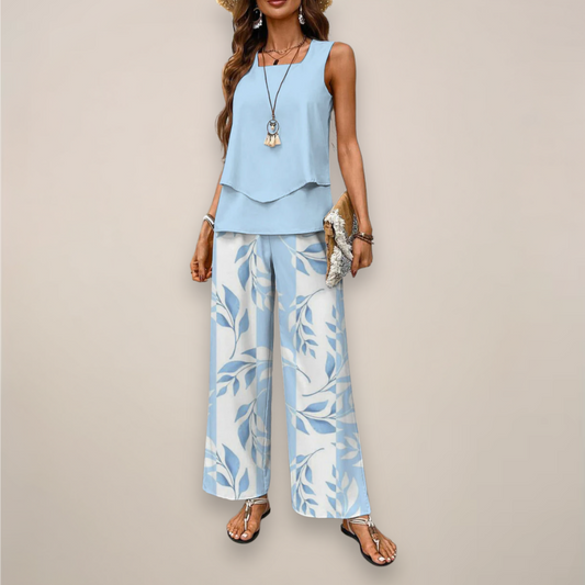 Tanja | Damen Ärmelloses Top mit Weiten Hosen Set