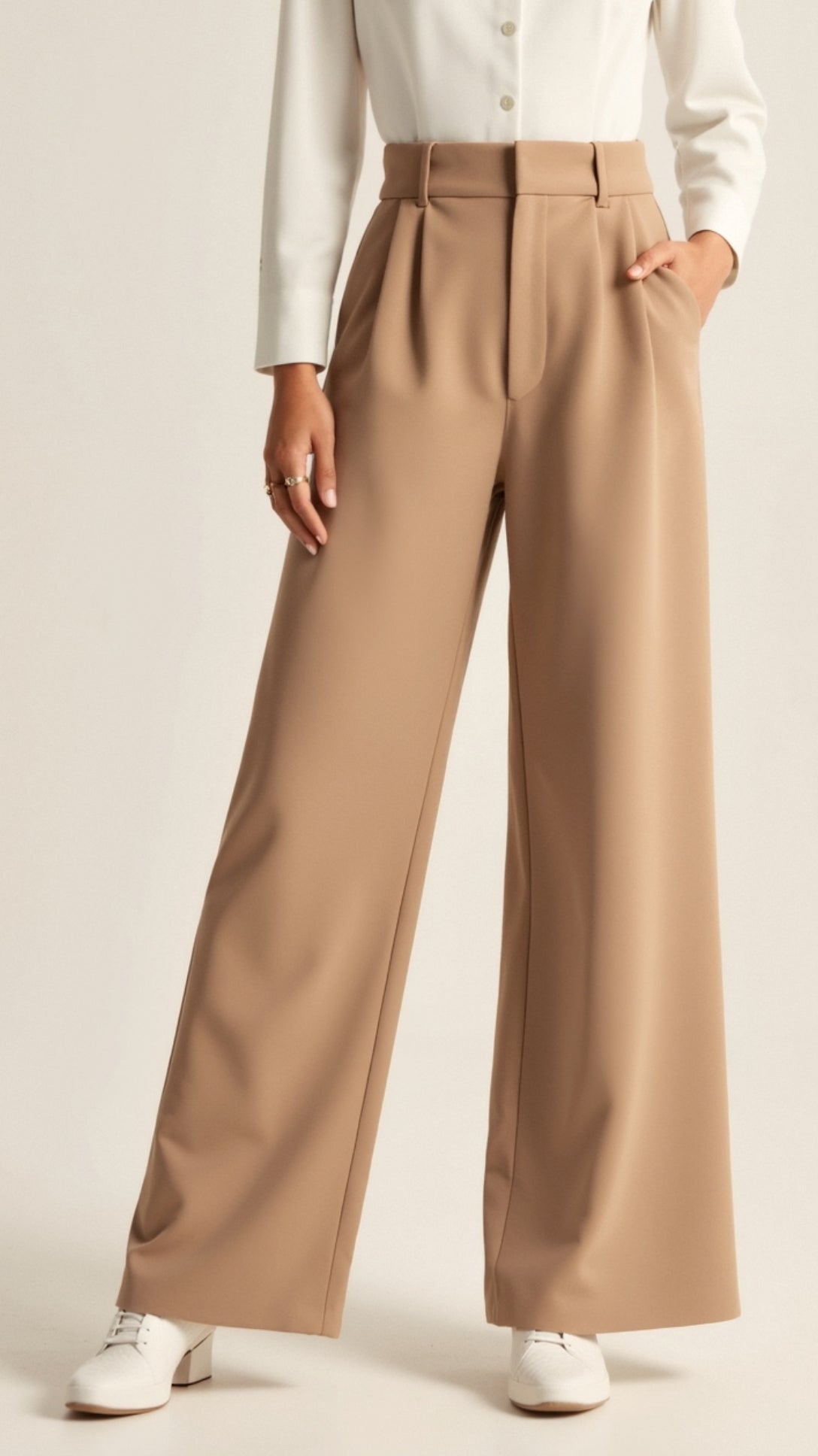 Sabina | Damen Weitbeinige Hose mit Hoher Taille