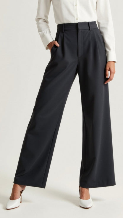 Natascha | Damen Frühjahrs Hochtaillierte Weite Hose