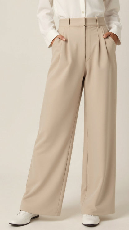 Natascha | Damen Frühjahrs Hochtaillierte Weite Hose
