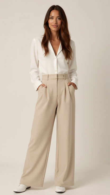 Sabina | Damen Weitbeinige Hose mit Hoher Taille