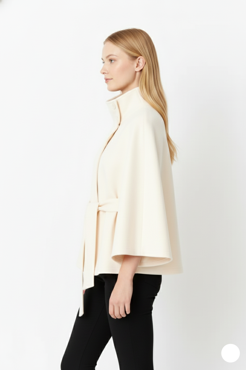 Nicole | Damen Wintermantel mit Hohem Kragen und Gürtel
