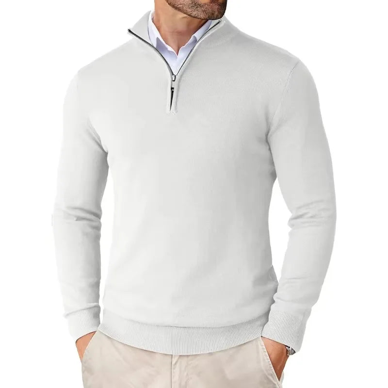 Viktor | Herren Modern Fit Pullover mit Viertel-Reißverschluss