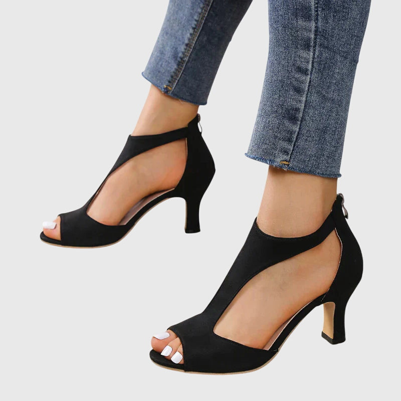Jessica | Damen Frühlings Riemchen-Sandaletten mit Cutout und offener Zehe