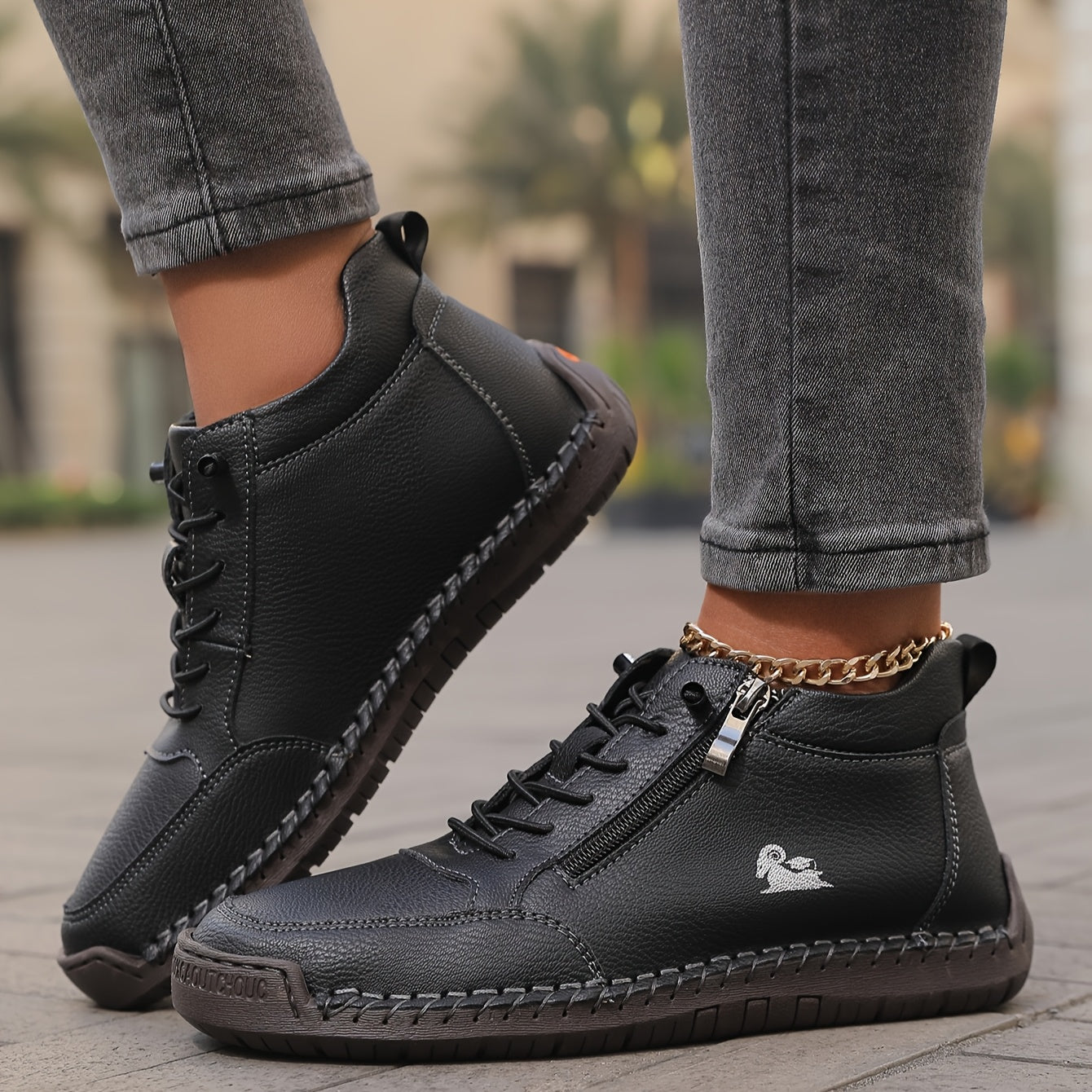 Elfriede | Damen Bequeme Schnürschuhe mit Reißverschluss