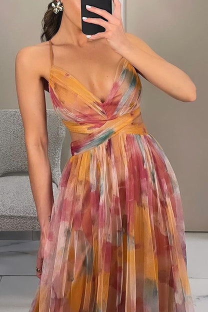 Leonie | Damen Falten-Maxi-Kleid