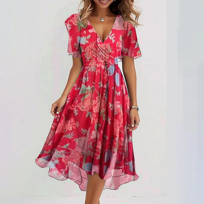 Tamara | Damen Kurzarmkleid mit Farbspritzer-Design