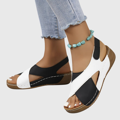Jacqueline | Damen Lässige Peeptoe Keilabsatz-Sandalen