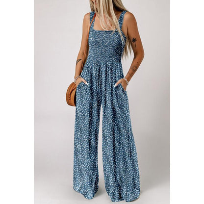 Elsa | Eleganter Damen-Frühlings-Jumpsuit mit Blumenmuster und weitem Bein