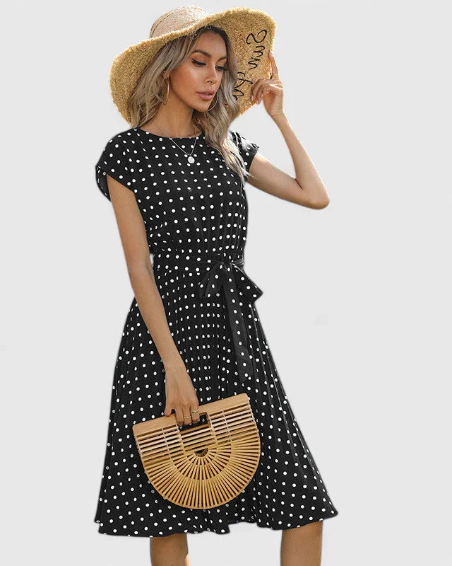 Petra | Damen Midikleid mit Kurzärmeln und Faltenrock