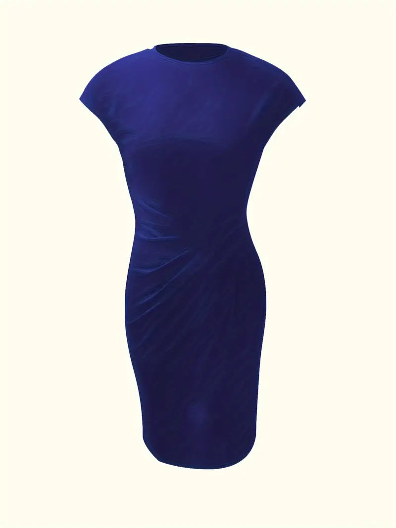 Claudia | Damen Midikleid mit kurzen Ärmeln und Raffung