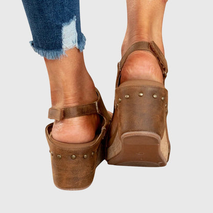Franziska | Damen Offene Zehen Slingback Keilabsatz-Sandalen