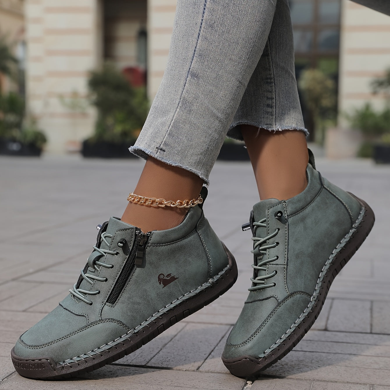 Elfriede | Damen Bequeme Schnürschuhe mit Reißverschluss