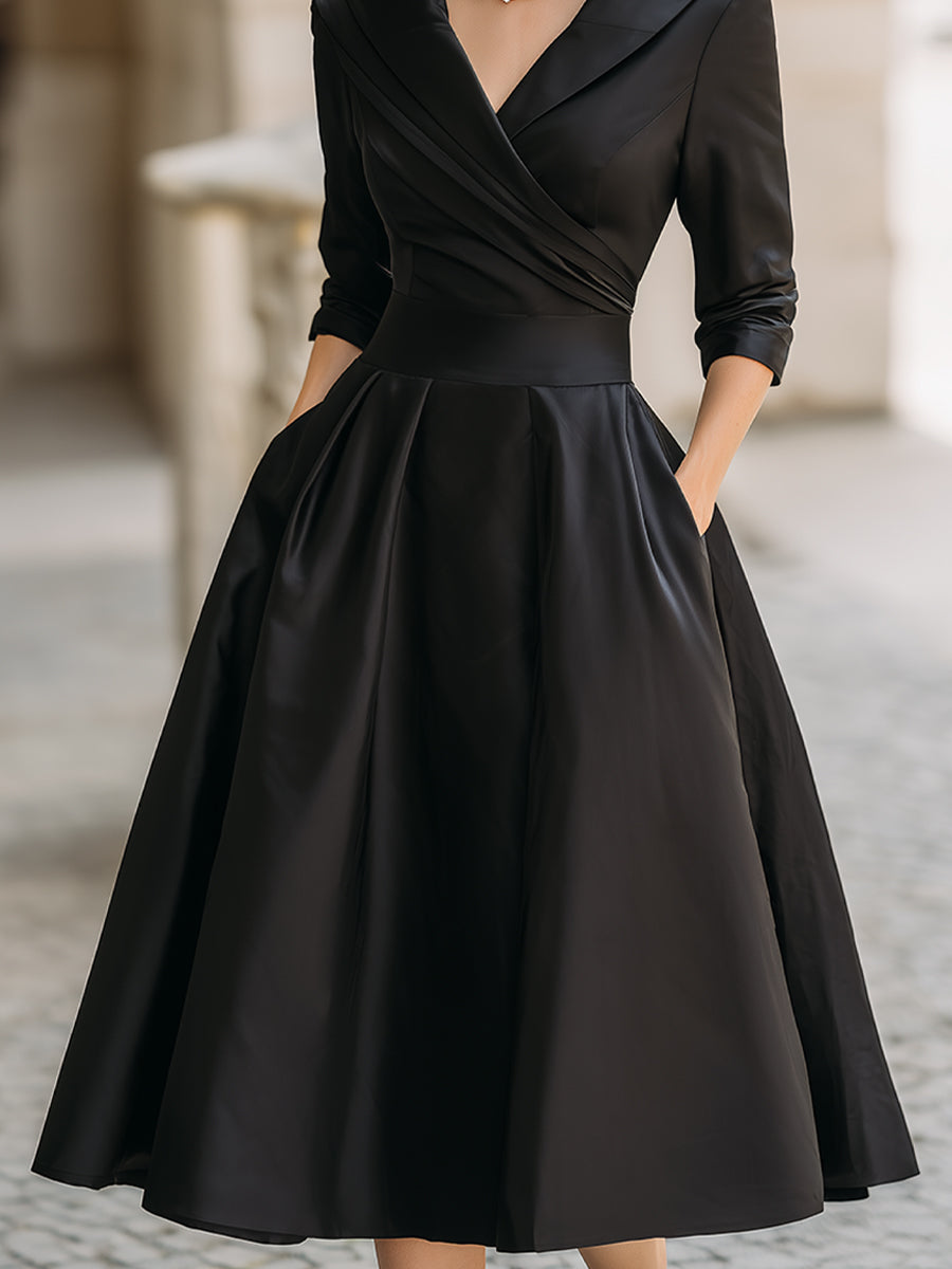 Martina | Damen Frühlings-Klassisches Wickel-Midikleid