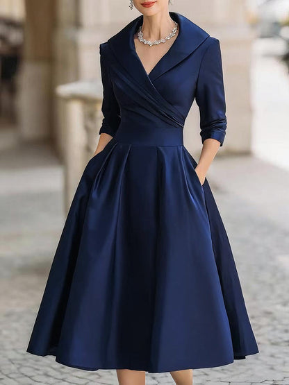Martina | Damen Frühlings-Klassisches Wickel-Midikleid