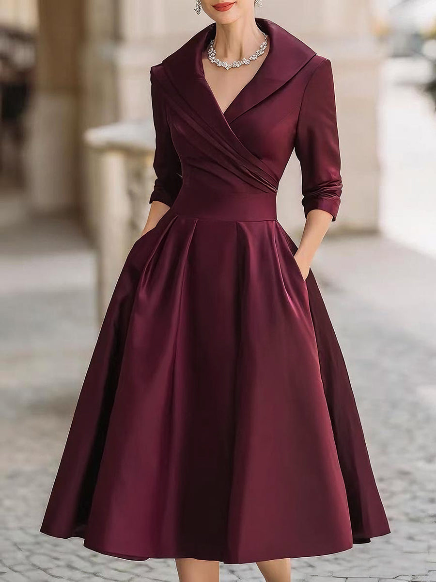 Martina | Damen Frühlings-Klassisches Wickel-Midikleid