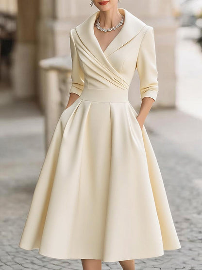 Martina | Damen Frühlings-Klassisches Wickel-Midikleid