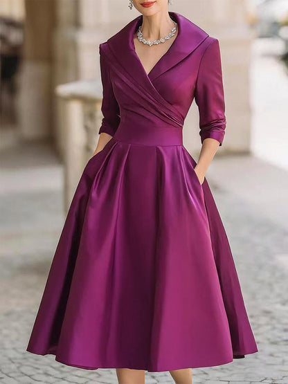 Martina | Damen Frühlings-Klassisches Wickel-Midikleid