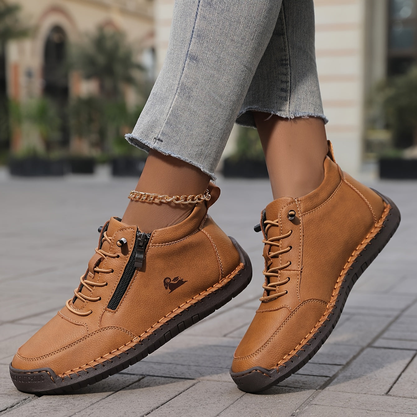 Elfriede | Damen Bequeme Schnürschuhe mit Reißverschluss