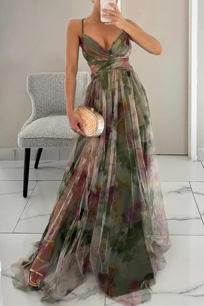 Leonie | Damen Falten-Maxi-Kleid