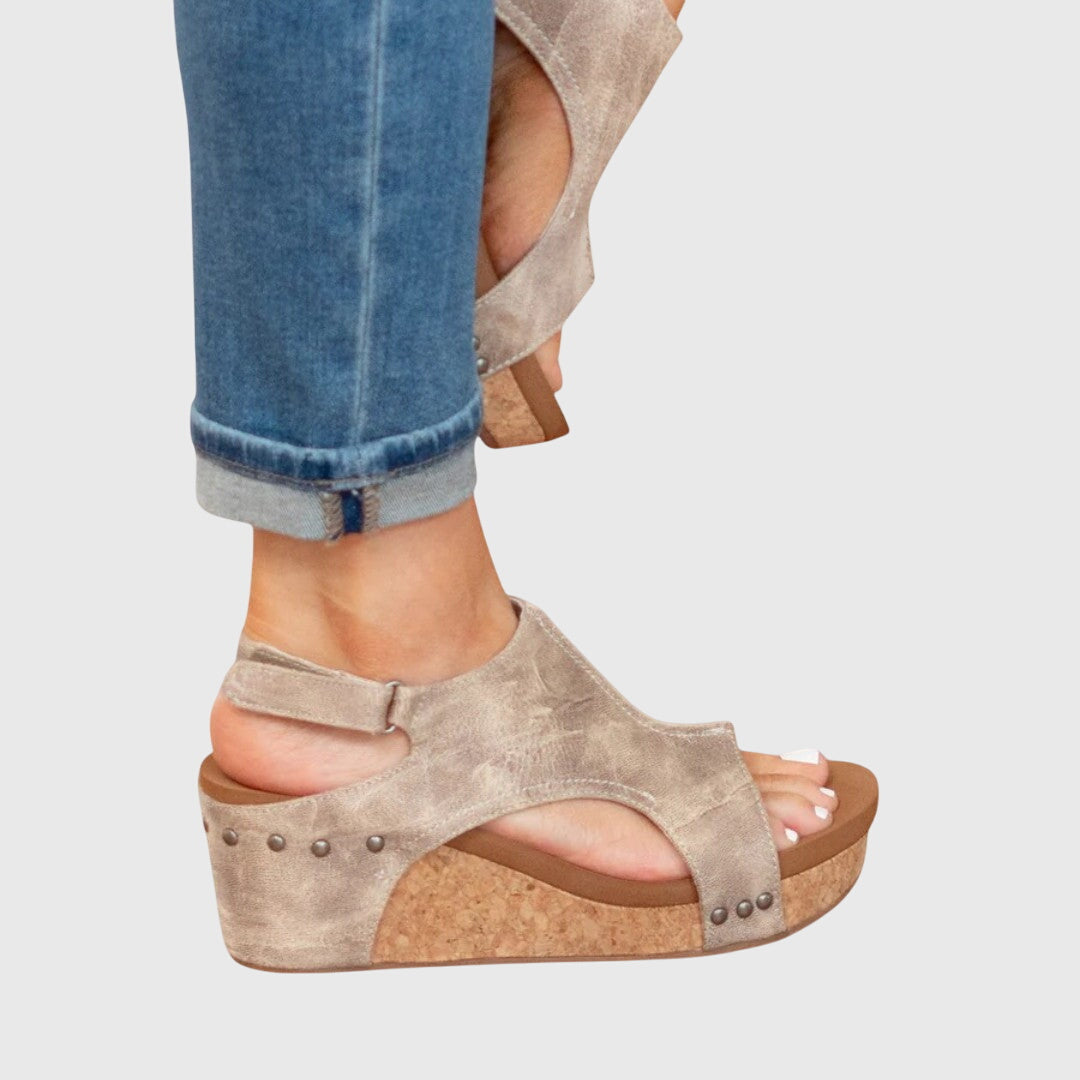 Franziska | Damen Offene Zehen Slingback Keilabsatz-Sandalen