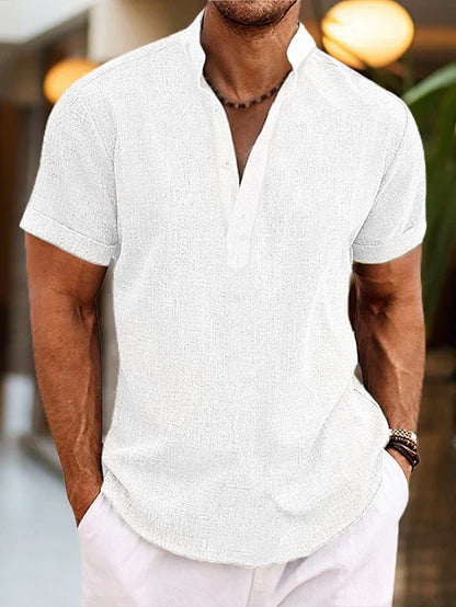 Thomas | Herren Sommer Henley-Shirt mit Kurzarm