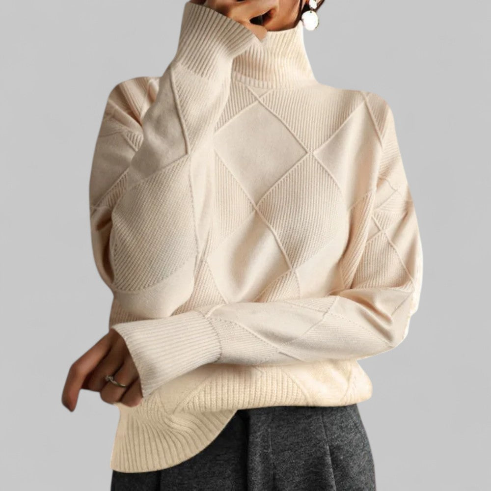 Dorothea | Damen Winter-Strickpullover mit Hohem Kragen