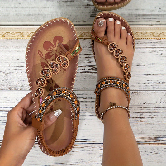 Anna | Damen Dekorative Riemen Flache Sandalen