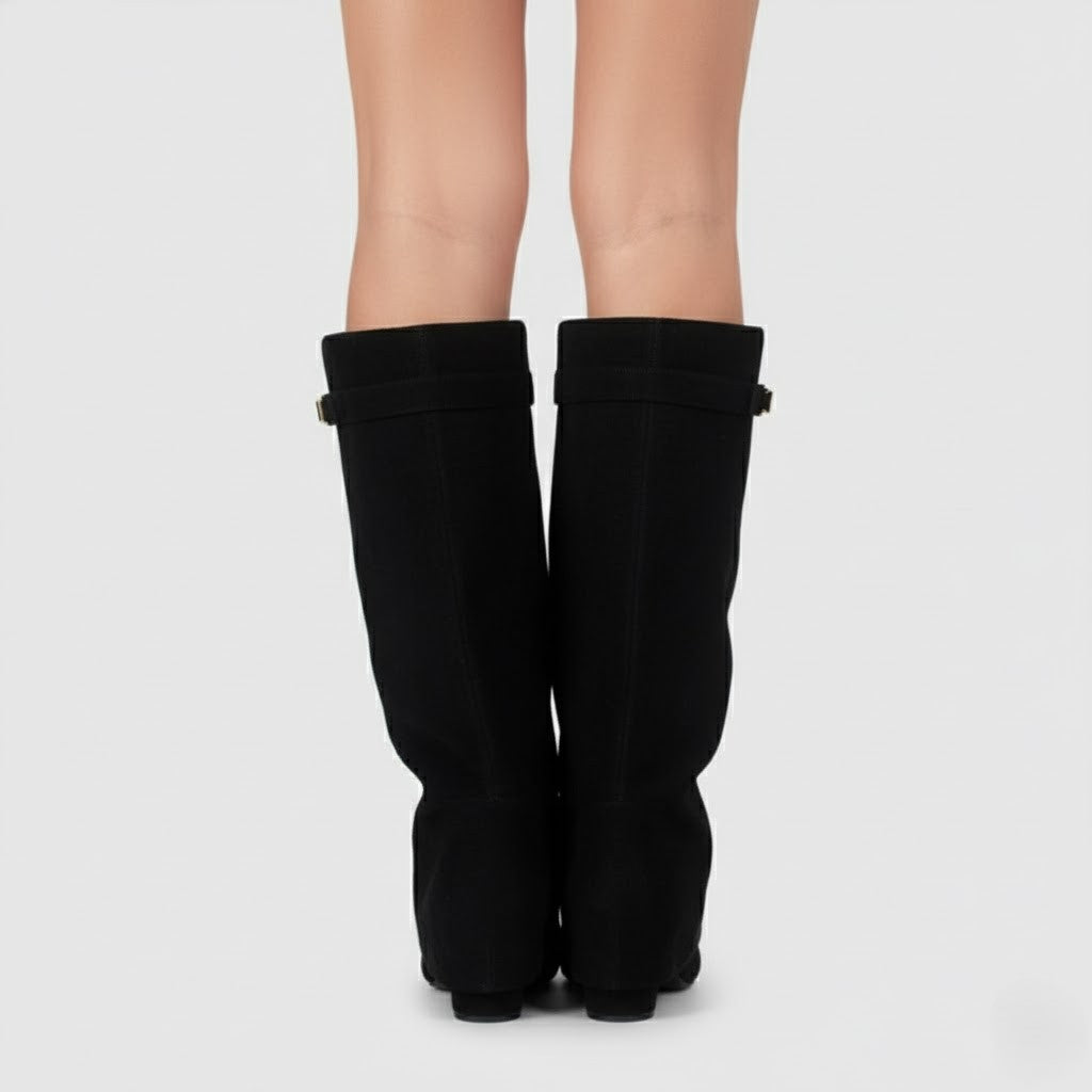Stefanie | Damen Leder Overknee Stiefel Mit Schnalle