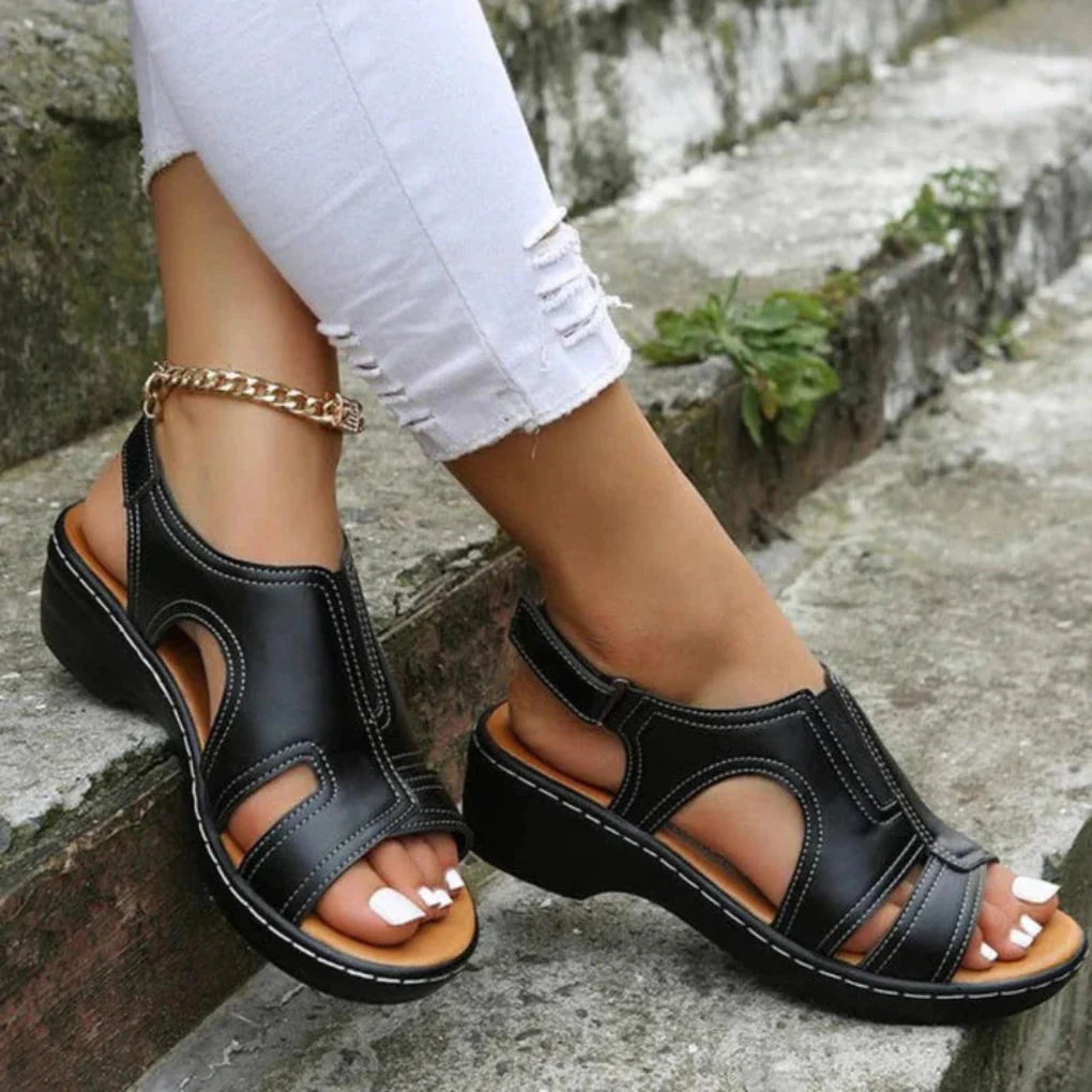 Claudia | Damen Frühlings Cutout Plateau-Sandalen