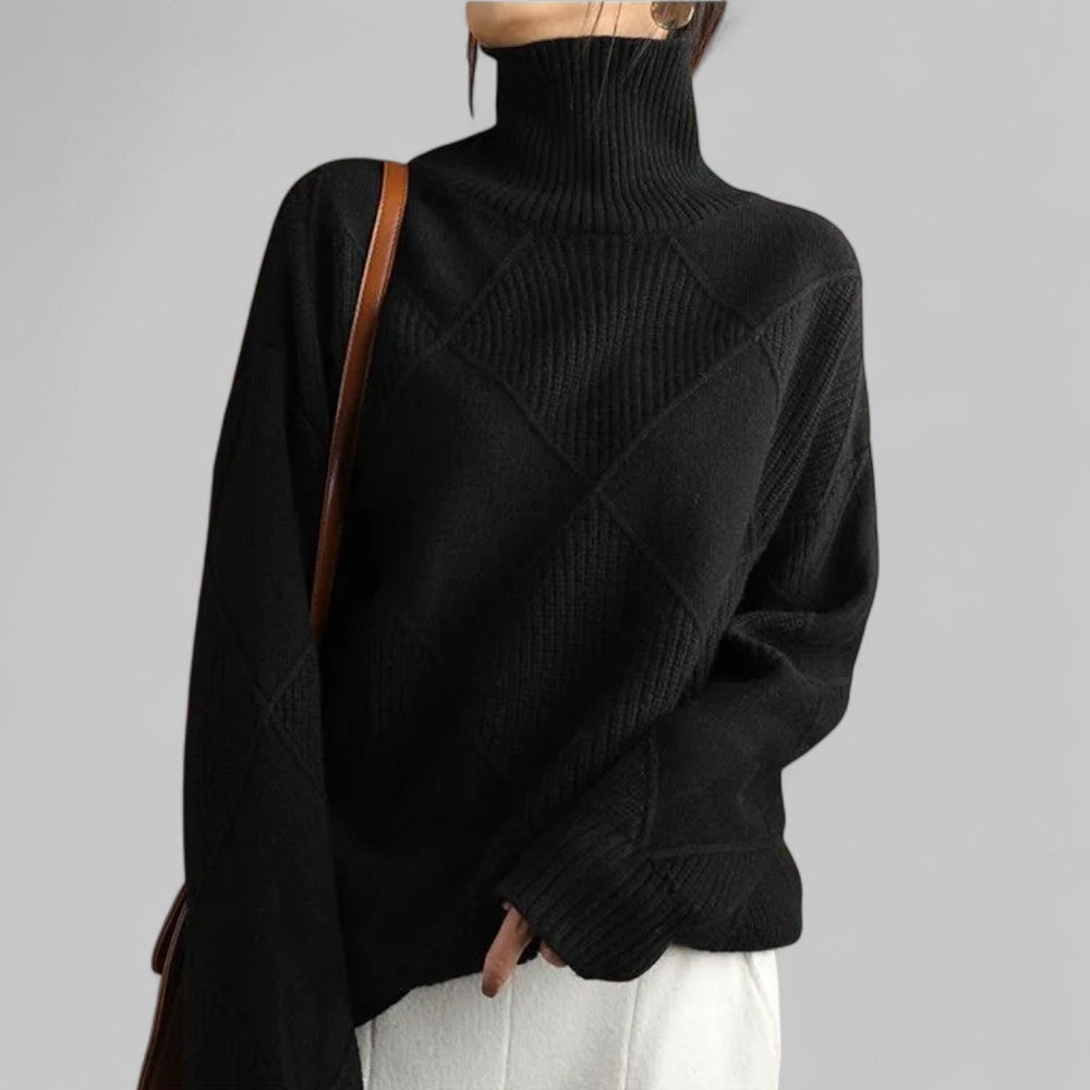 Dorothea | Damen Winter-Strickpullover mit Hohem Kragen