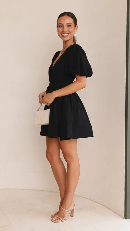 Barbara | Damen Frühlings-Minikleid mit Puffärmeln