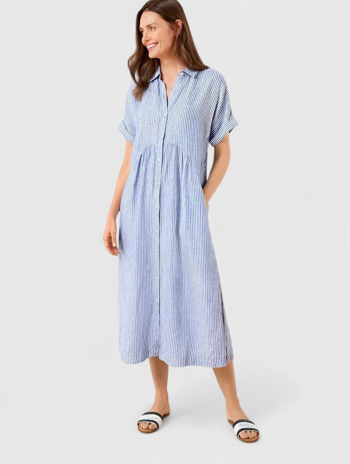 Lydia | Damen Lockeres Gestreiftes Hemd-Midikleid