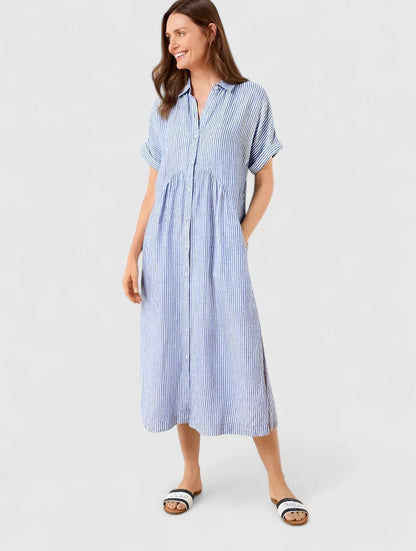 Lydia | Damen Lockeres Gestreiftes Hemd-Midikleid