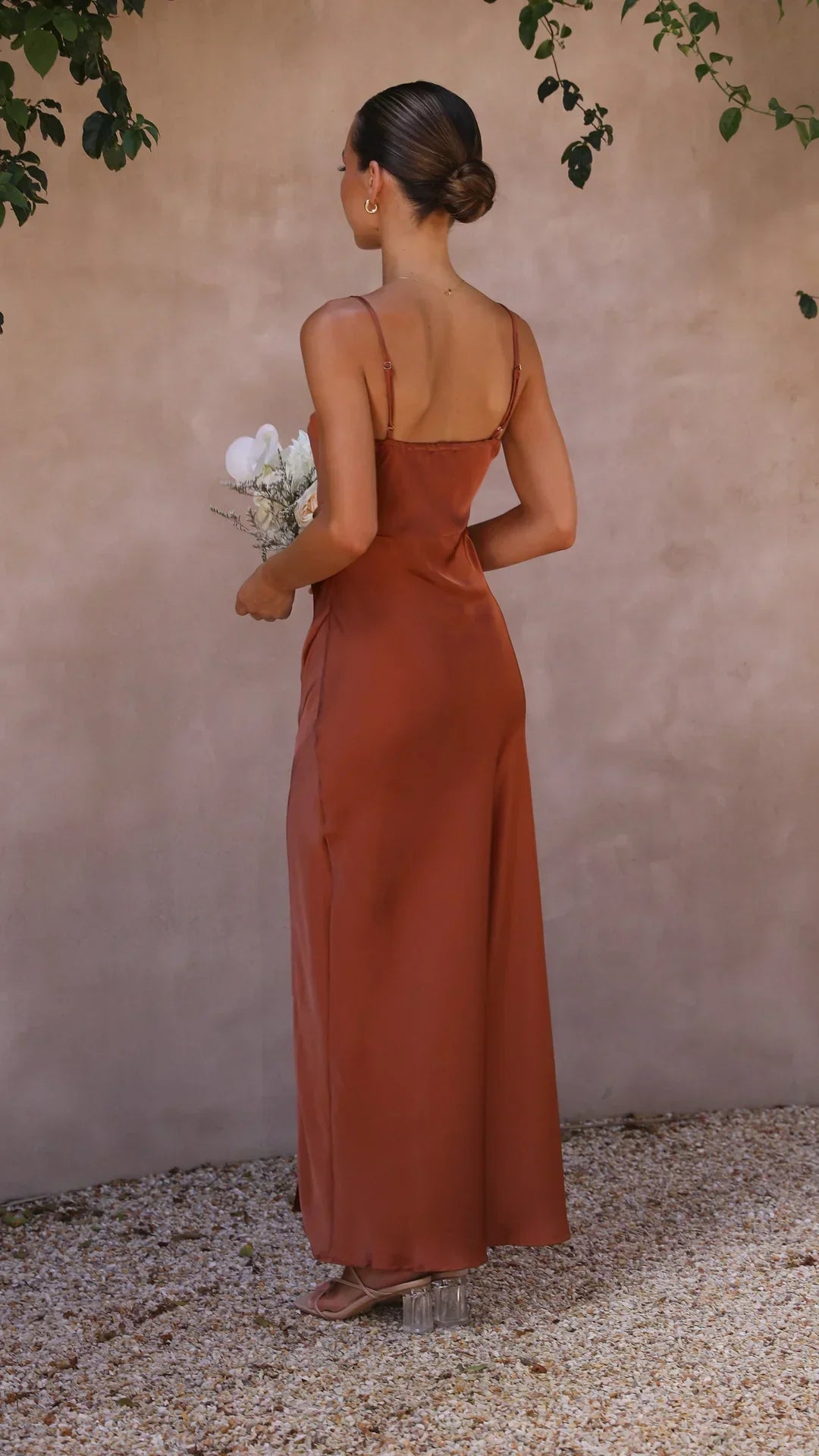 Kerstin | Damen Frühlings-Satin-Slip-Maxikleid